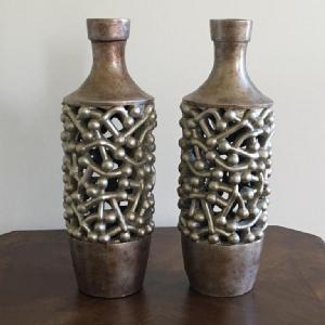 Isha set of 2 silver Antique Handmade Vase Image